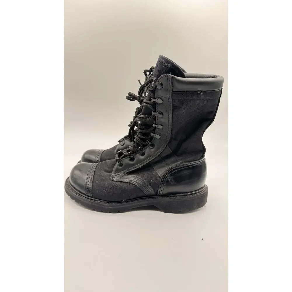 Corcoran Combat Boots Mens 8 EE Black Good Leather Canvas Jump Boots USA Made
